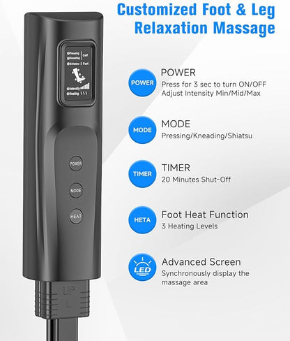 FSA Eligible HSA Massager - Leg Massager for Circulation & Pain Relief FSA, Foot Massager with 3 Heating 3 Modes 3 Intensities, Recovery System Pressure for Muscle, Gift for Him Her (Black, Medium)