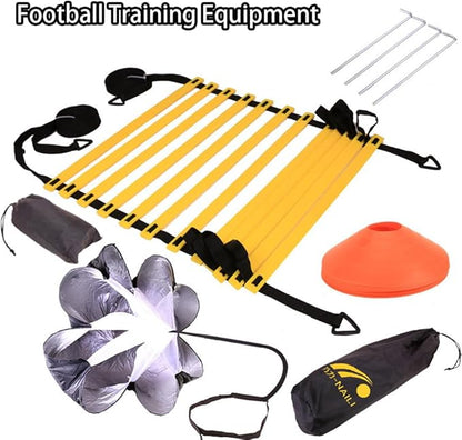 TopHomer Agility Ladder Speed Training Equipment Set Football Training Equipment Set Includes Agility Ladder Resistance Parachute Agility Disc Cones Steel Pegs