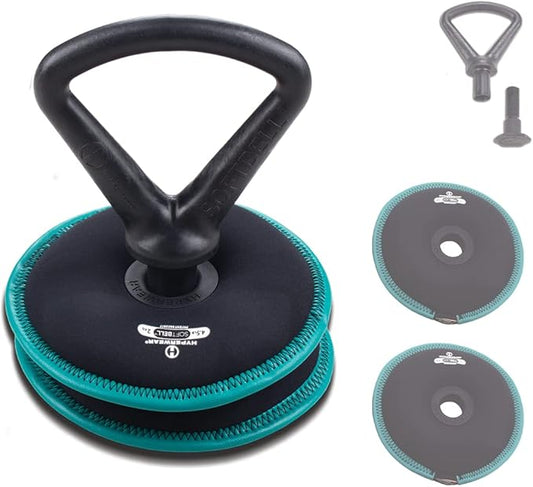 Hyperwear SoftBell Adjustable Kettlebell Set - Soft, Vinyl-Coated Weight Plates with Rubber Base - Versatile Home Gym Equipment - Compatible with SoftBell Barbell & Dumbbell