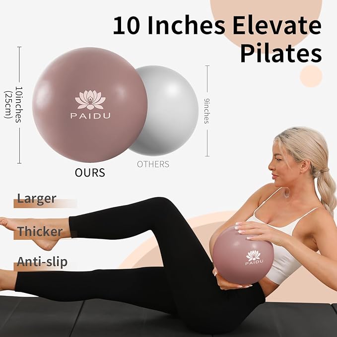 Pilates Ball 10-inch Core, Anti-Explosion and Anti-Slip Mini Yoga Balls, Suitable for Pilates, Yoga, Core Training, Physical Therapy, Balance, Stability, Stretching Exercises