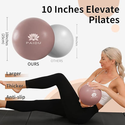 Pilates Ball 10-inch Core, Anti-Explosion and Anti-Slip Mini Yoga Balls, Suitable for Pilates, Yoga, Core Training, Physical Therapy, Balance, Stability, Stretching Exercises