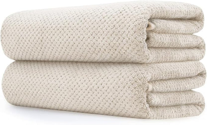 Extra Large Bath Towel Set of 2 (35"x70"),Oversized Bath Sheet Super Soft Highly Absorbent Jumbo Bathroom Towel Set Microfibers Quick Dry Shower Towel for Hotel,Bathroom,Guest,Spa,Gym (2PCS Khaki)