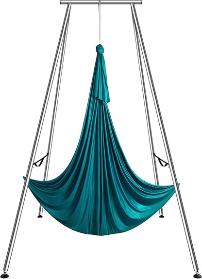 VEVOR Yoga Stand Frame, Max 441-551 lbs Load Swing Stand, Triangular Structure Aerial Rig, Aerial Silk Stands with Yoga Hammock, Standard & Height-Adjustable Version