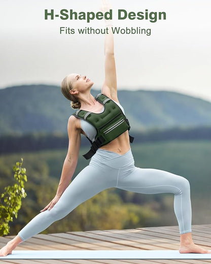 Weighted Vests for Women Men, 8 12 16 20 lb Weighted Vest with Storage Pockets, Rucking Vest with Reflective Stripe, Adjustable Straps Weight Vest for Running, Walking, Workout, Training
