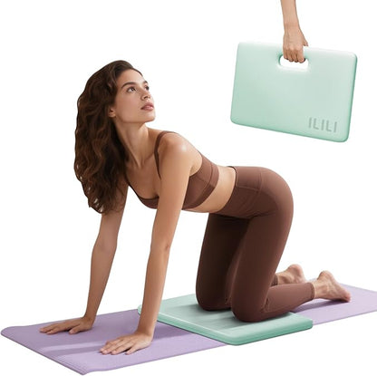 ILILI Yoga Knee Pad Foldable, TPE Soft Pad 24*17*0.5inch (Folding Size 17*12*1inch) for Knee Push-ups, Plank Support＆Elbow/Knee Support, Portable and Lightweight for Yoga Pilates, Fitness Exercise, Outdoor