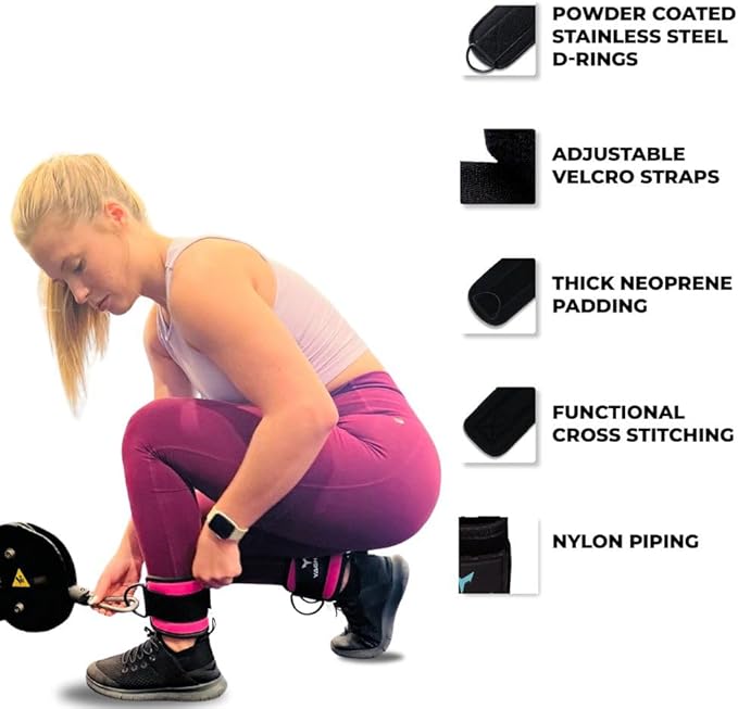 Ankle Straps for Cable Machines Women, Glute Kickback Cable Machine Attachments, Gym Ankle Cuffs, Wrist Cuffs for Workout, Leg Training Accessory, Fitness Gear for Home or Gym