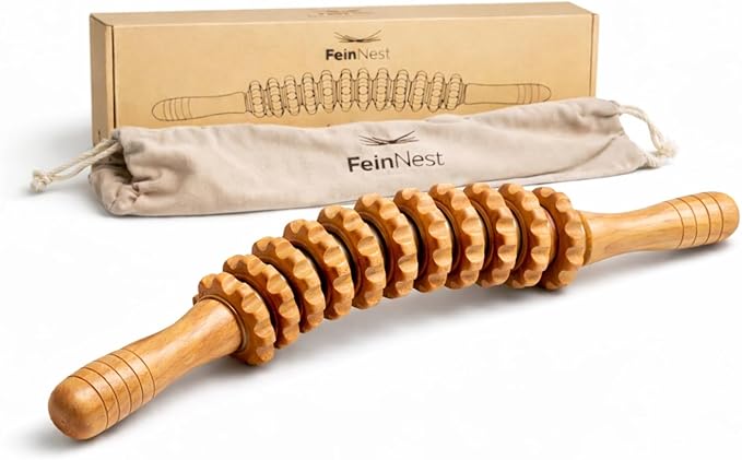 Curved Muscle Roller Stick – Deep Tissue Massage Stick for Muscle Recovery & Sports Therapy, Manual Massage Roller for Legs, Back & Trigger Points (Zero Flex Steel Core) with Travel Bag