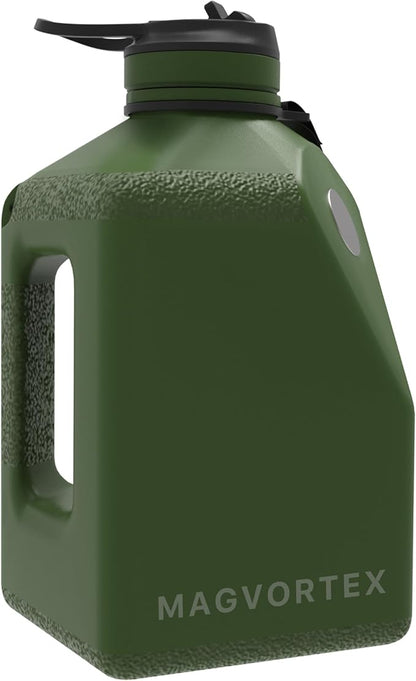 Magvortex Water Bottle 91oz, 2.7 liters BPA-Free Plastic, Magnetic Phone Holder, Wide Mouth, Leakproof Flip-Top Lid, Large Daily Intake Chug Bottle for Hydration, Gym, Hiking & Daily Use