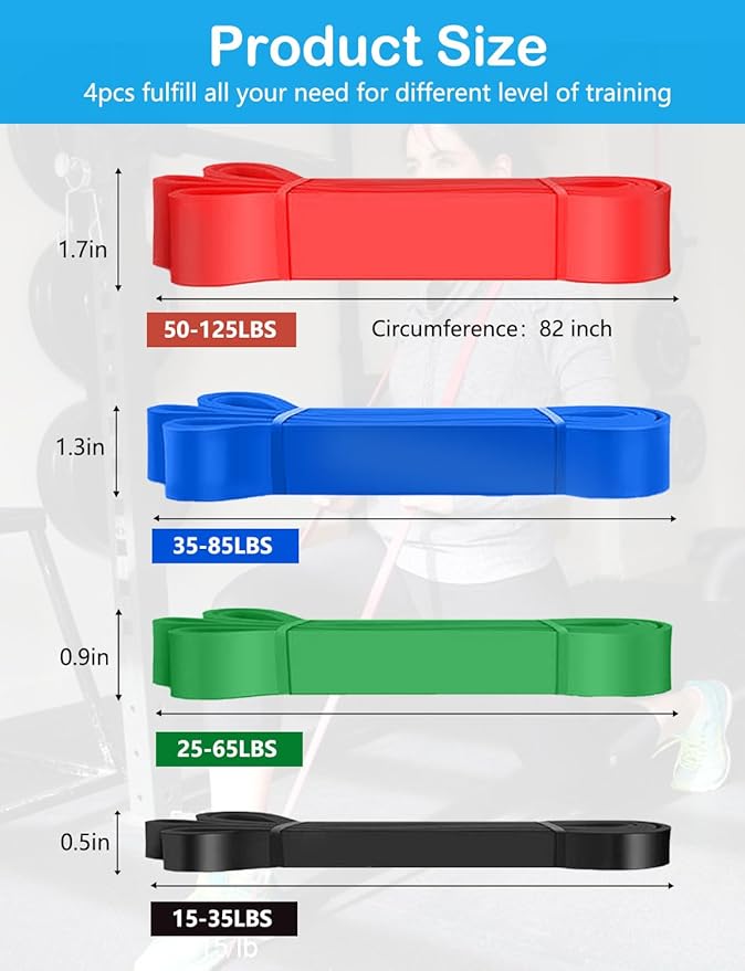 Pull Up Bands, Resistance Bands, Pull Up Assistance Bands Set for Men & Women, Exercise Workout Bands for Working Out, Body Stretching, Physical Therapy, Muscle Training