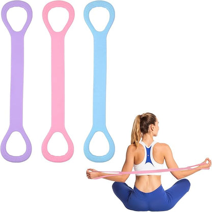 3 Pcs Resistance Bands, Figure 8 Resistance Bands with Handles, Elastic Exercise Band for Yoga Pilates Arm Back Shoulder Training Portable Workout Equipment for Home Gym Travel