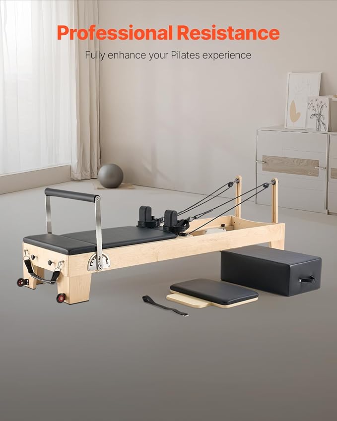 VEVOR Pilates Reformer Accessories for Home Gym, Include Reformer Box/Chair/Spine Corrector/Wall Mounted Machine/Jump Board/Foldable & Dual Resistance Springs