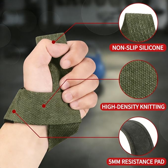 Gym Lifting Straps for Weightlifting & Deadlift - Non-Slip Silicone Grip, Padded Wrist Support for Bodybuilding, Workout & Strength Training, Unisex Design for Men & Women