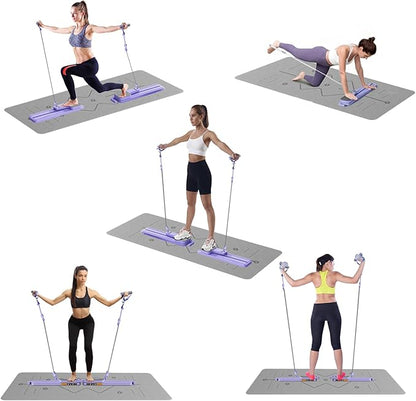 Pilates Reformer Board(No Hand Grips) - Pilates Equipment Pilates Reformer Pilates Kit for Home Workouts with Resistance Bands, Core/Glute/Leg Toner, Dual-Use Design + LED Timer & Calorie Counter