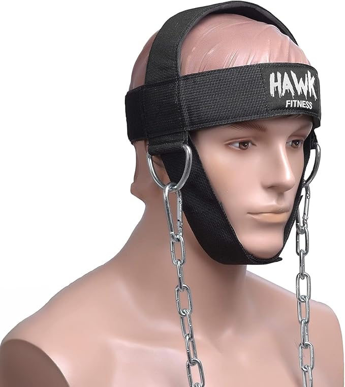 Hawk Sports Neck Harness for Men and Women with Adjustable Neck Strap and 30" Steel Chain for Safely Lifting Weights Up to 150 lbs., Neck Exercise Equipment for Muscle Growth and Strength Training