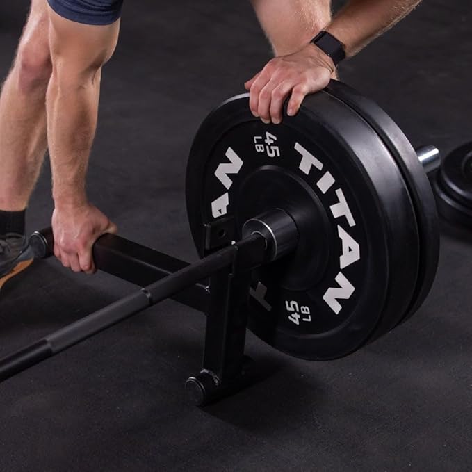 Titan Fitness Mini Deadlift Barbell Jack Stand, 600 LB Capacity, Elevated Lift for Easy Loading and Unloading Barbell Weight Plates, Weight Training, Deadlift Exercises, Powerlifting, Home Gym