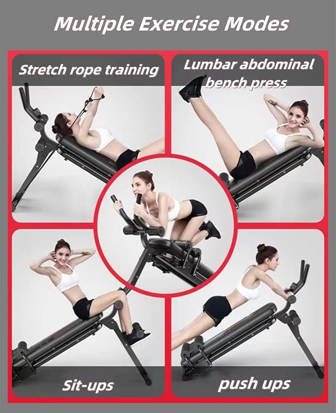 ComMax Adjustable Abs Workout Equipment Folding Sit Up Bench for Men and Women Foldable Incline Slant Exercise Bench for Home Gym with Full Body Strength Training Fitness Machine