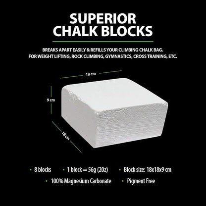Bear KompleX - Gym Chalk Blocks - Pure Magnesium Carbonate Chalk for Weightlifting, Rock Climbing, Gymnastics, and Workout - Non Slip Grip for Hands, No Blisters and Tears - (8 pcs, 56g)