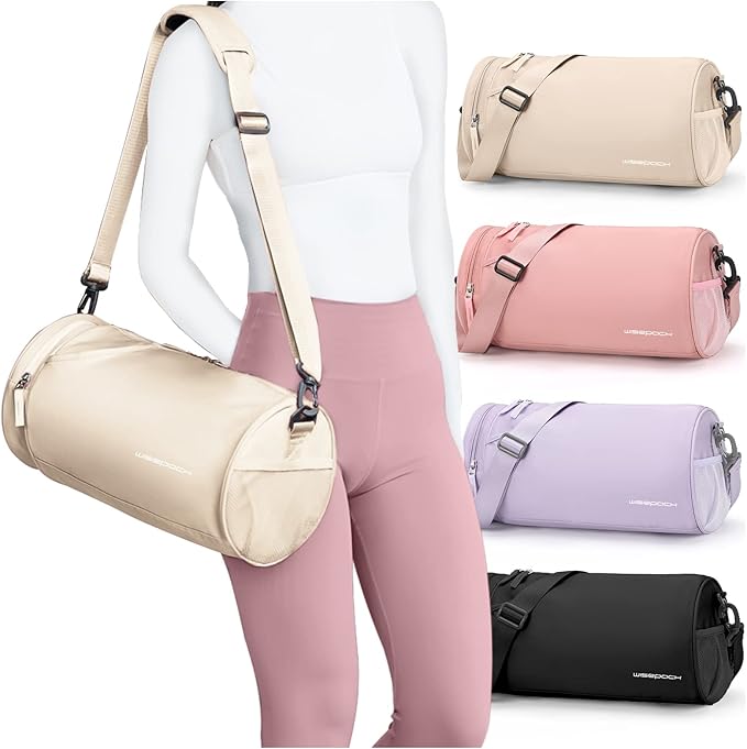 Small Gym Bag for Women, Waterproof Mini Duffle Bag Womens Spotrs Workout Bags Small Travel Duffel Bag with Wet Pocket Carry on Weekender Bags for Dance Swimming,Gym,Yoga,Fitness White