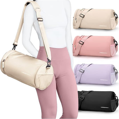 Small Gym Bag for Women, Waterproof Mini Duffle Bag Womens Spotrs Workout Bags Small Travel Duffel Bag with Wet Pocket Carry on Weekender Bags for Dance Swimming,Gym,Yoga,Fitness White