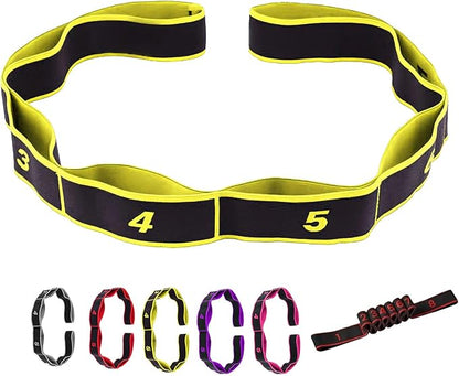 Fitness Resistance Band for Stretching and Yoga, Number Hamstring Stretch Strap with 8 Adjustable Segments for Beginners and Advanced Users