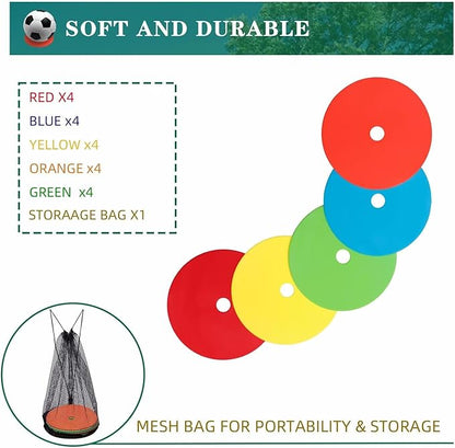 Spot Markers 4.72 Inch 9 Inch Non Slip Rubber Floor Markers Flat Field Cones Poly Dots for Soccer Basketball Sports Speed Agility Training and Drills
