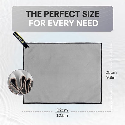 Backpacking Ultralight Quick Dry Microfiber Soft Fast Drying Hand and Face Towel Wash Cloth Camping Yoga Hiking Active Lifestyle Small (Gray, Small)