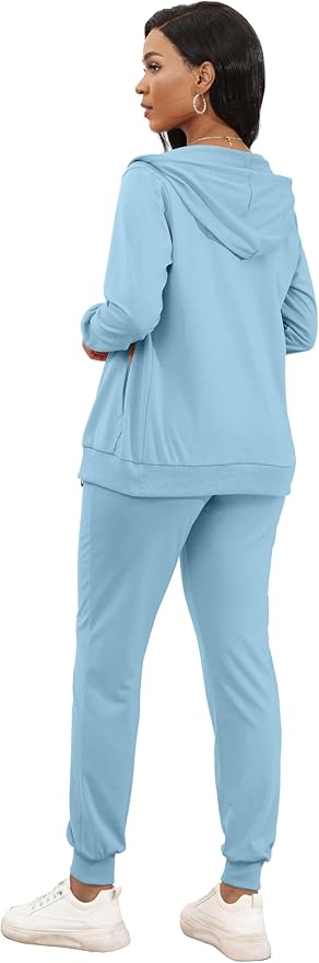 CLOCOR Track Suits for Women Set - Casual 2 Piece Outfits Sweatsuit Pocket Hoodies Long Sleeve with Patchwork Pants Set