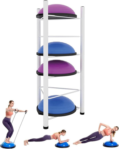 Balance Ball Half Rack 3/5/6/7 Tiers, Iron Half Exercise Balls Holder for Yoga Ball, Home Gym Studios Standing Balls Balance Trainer Shelf