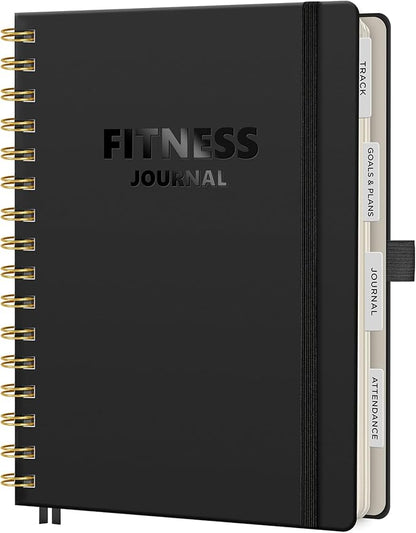 Workout Journal, Fitness Journal for Women & Men, A5 Workout Log Exercise, Fitness Trackers Plan Week With Goals, Calendar, Loss Weight Diet Training, Progress, Gym & Home Workouts (Black)
