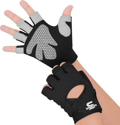 SAWANS Gym Gloves for Men & Women Ladies Weight Lifting Gloves Fitness Workout Breathable Training Non-Slip Grip Silicone Palm Protection Exercise Snug fit Hanging Pull-Ups Dumbbell