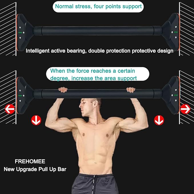 Pull Up Bar for Doorway,Chin Up Bar for Body Workout,Narrow Pads,Home Gym Exercise Fitness with Level Meter and Adjustable Width