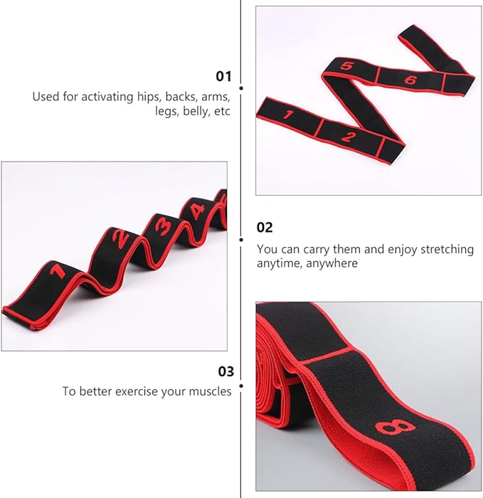 FUOYLOO 2pcs Yoga Resistance Bands Set Professional Elastic Stretch Bands for Fitness Training Bodybuilding Back Stretching for Beginners in Crimson and Rose