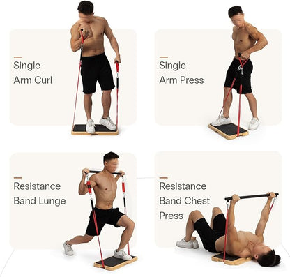 StrongTek Resistance Band Training Platform, Heavy-Duty Bamboo/Wood Board for Safe & Stable Resistance Workouts, Non-Slip, 1000 lbs Capacity for Arms, Shoulders, Core, Back & Legs