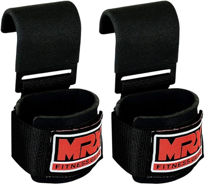 MRX BOXING & FITNESS Weight Lifting Hooks for Men & Women Thick Wrist Padding Weight Lifting Grips for Powerlifting, Shrugs, Rows & Deadlift Support