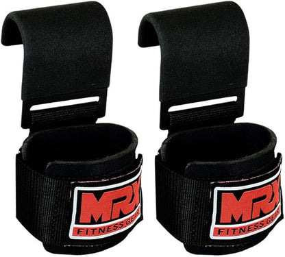 MRX BOXING & FITNESS Weight Lifting Hooks for Men & Women Thick Wrist Padding Weight Lifting Grips for Powerlifting, Shrugs, Rows & Deadlift Support