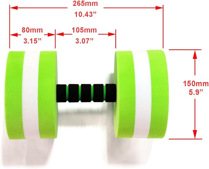 davidamy's gift Upgrade Water Aerobic Exercise Foam Dumbbells Pool Resistance 1 Pair, Water Fitness Exercises Equipment for Weight Loss