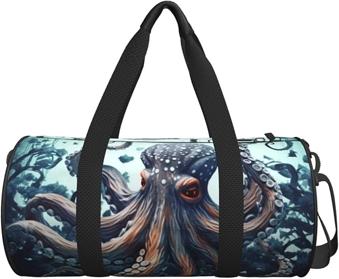 Sports Gym Bag for Women Men Travel Duffel Bag Tote Weekender Bag Carry on Overnight Bag for Travel Swimming Fitness Workout Sports Cool Octopus Duffle Bag