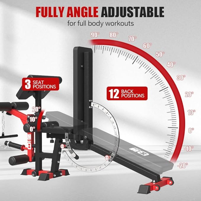 All in One Home Gym System Workout Station, Multi-Function Smithe Machine Power Cage with Cable Crossover System, Tripe-Sided Independent Load Posts, Functional Trainer for Full Body Training