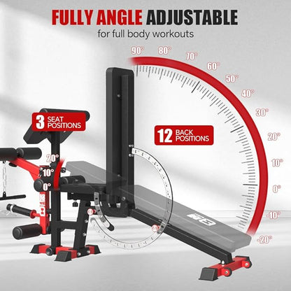 All in One Home Gym System Workout Station, Multi-Function Smithe Machine Power Cage with Cable Crossover System, Tripe-Sided Independent Load Posts, Functional Trainer for Full Body Training