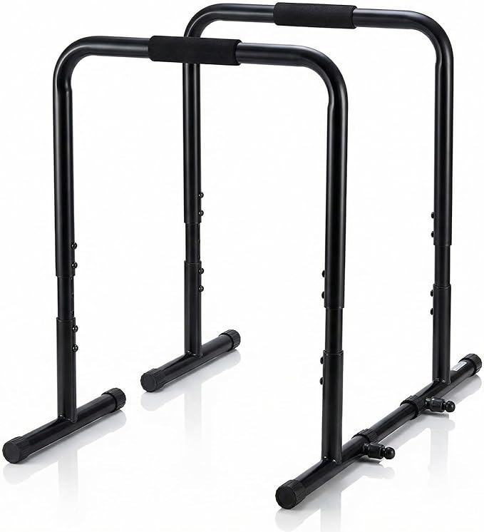 NEWBULIG Dip Bar Station, Adjustable Pull Up Bar for Doorway with Soft High-Density Foam Handles, Heavy Duty Dip Stands for Home, Gym, Patio, Office