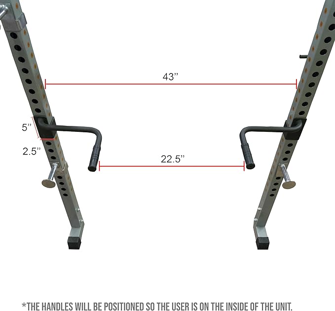 Valor Fitness Power Rack Dip Handle Attachments with Multiple Fits - Options Compatible with 2" & 2.5" Uprights and 3" Rigs with 1" Hole - Strength Training Accessory