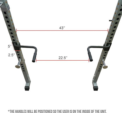 Valor Fitness Power Rack Dip Handle Attachments with Multiple Fits - Options Compatible with 2" & 2.5" Uprights and 3" Rigs with 1" Hole - Strength Training Accessory