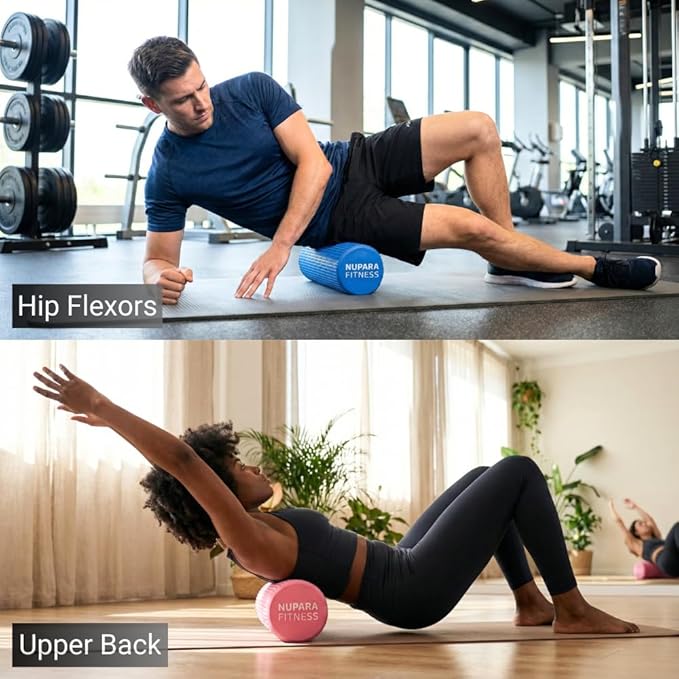 Foam Roller for Back, Legs, and Deep Tissue Muscles. Muscle Roller for Running, Cycling, Sports, Exercise, Recovery, Physical Therapy, Yoga, and Pilates. (Black, 12 inch - Medium)