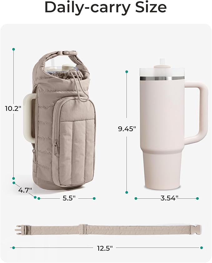 BAGSMART Water Bottle Holder Bag with Strap, 40/32 oz Crossbody Bag Gym Accessories, Sling Purses for Women