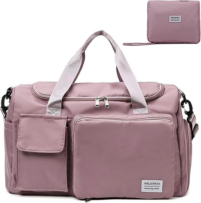 Travel Bag, Large Capacity Folding Travel Bag, Sports Gym Bag with Wet Pocket & Shoes Compartment, Foldable Travel Duffel Bag, Weekender Overnight Bag for Women and Man