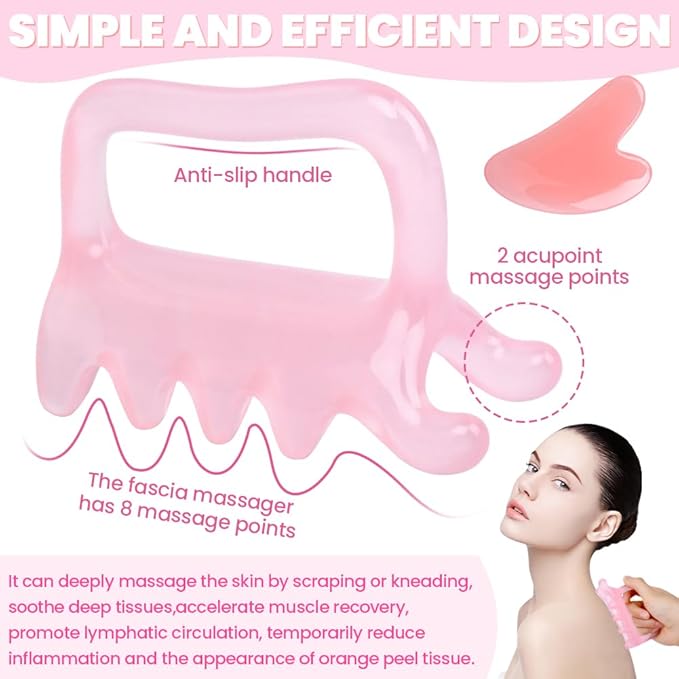iayokocc 2 Pcs Resin Scraping Tools Kit, Gua Sha Facial Muscle Scraper Massage Tool for Cellulite Trigger Point, Lymphatic Drainage Massager for Body Release Muscle Knot Cellulite Remover