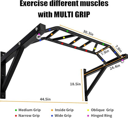BESTHLS Wall Mounted Pull Up Bar and Dip Station, Heavy Duty Wall Mount Pull-up Chin Up Bar Multifunctional Home Gym Workout Indoor Exercise Equipment Support to 440 Lbs