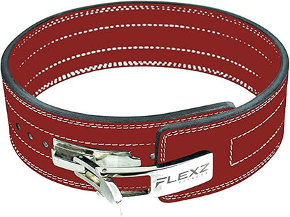 Flexz Fitness Lever Weight Lifting Belt Leather - 10MM 13MM Powerlifting Gym Belts for Men & Women - Lower Back Support for Weightlifting Deadlifts Squats Heavy Duty IPF Bodybuilding