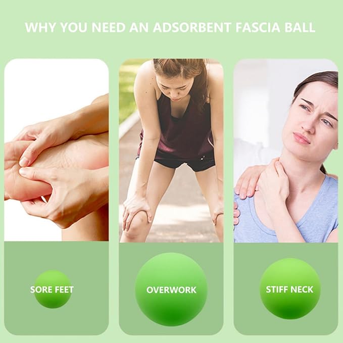 Set of 3 Massage Balls of Different Sizes, Therapy Ball for Muscle Relief and Yoga Relaxation, Massage Ball for Back,Hands and Feet (Green)
