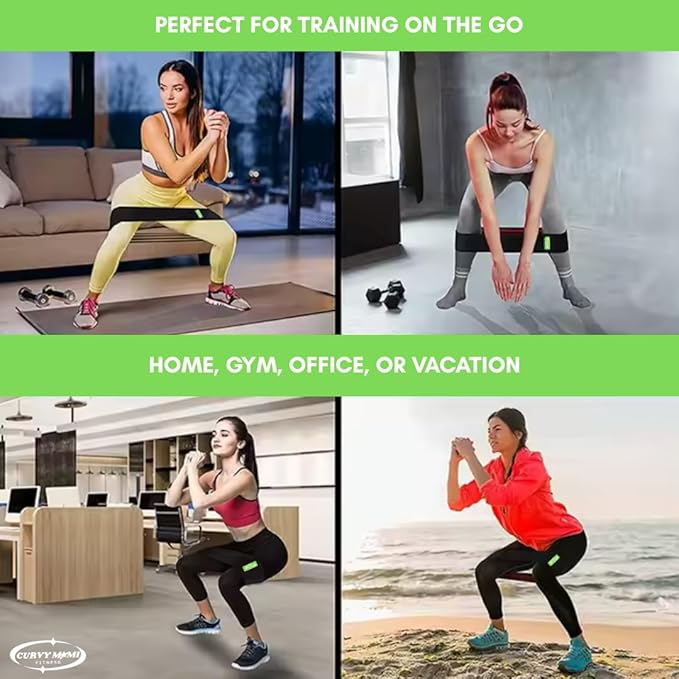 CURVYMAMI Resistance Bands for All Women with Workout Guide Included – Workout Bands Set of 3 for Glutes, Legs & Core – Non-Slip Fabric Exercise Bands for Home Fitness, Recovery, & Strength Training